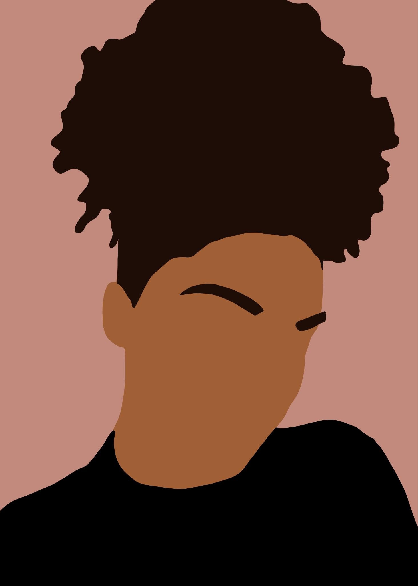 Portrait Print de Samantha Viotty - Atada- Ilustración Digital de Retrato Femenino Marrón+Negro+Rosa (1/20)
