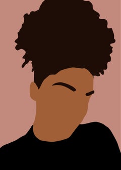 Tied Up- Digital Illustration of Female Portrait Brown+Black+Pink (1/20)