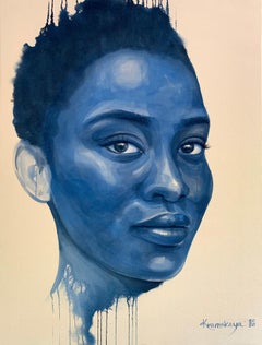 Believe- Monochromatic Portrait of Black Woman in Varying Shades of Blue
