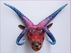 Manx - Colorful & Playful Sculpture of Endangered Animal Species in Purple + Red
