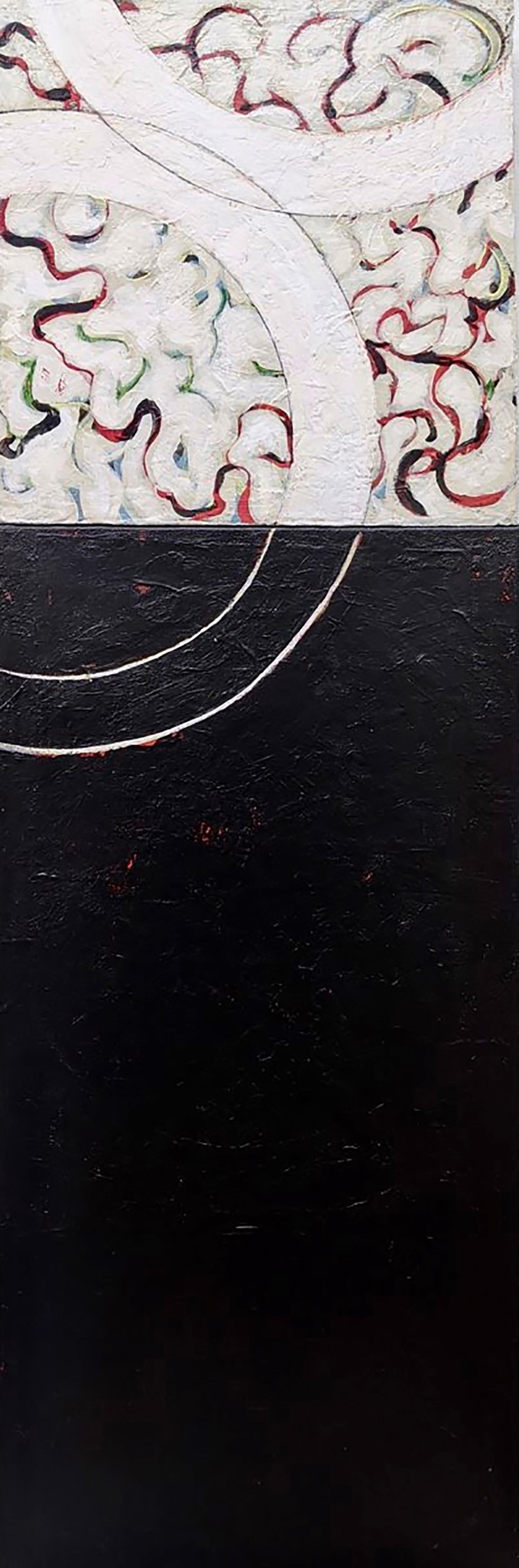 Diptyque Dawn - Abstraction géométrique expressionniste bicolore - Contemporain Painting par Helen Bellaver