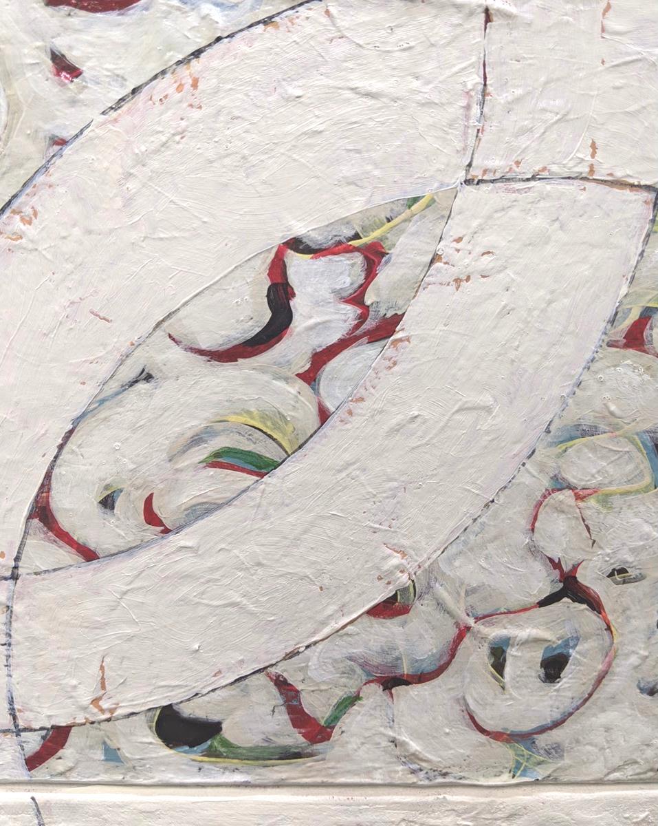 Diptyque Dawn - Abstraction géométrique expressionniste bicolore - Gris Abstract Painting par Helen Bellaver