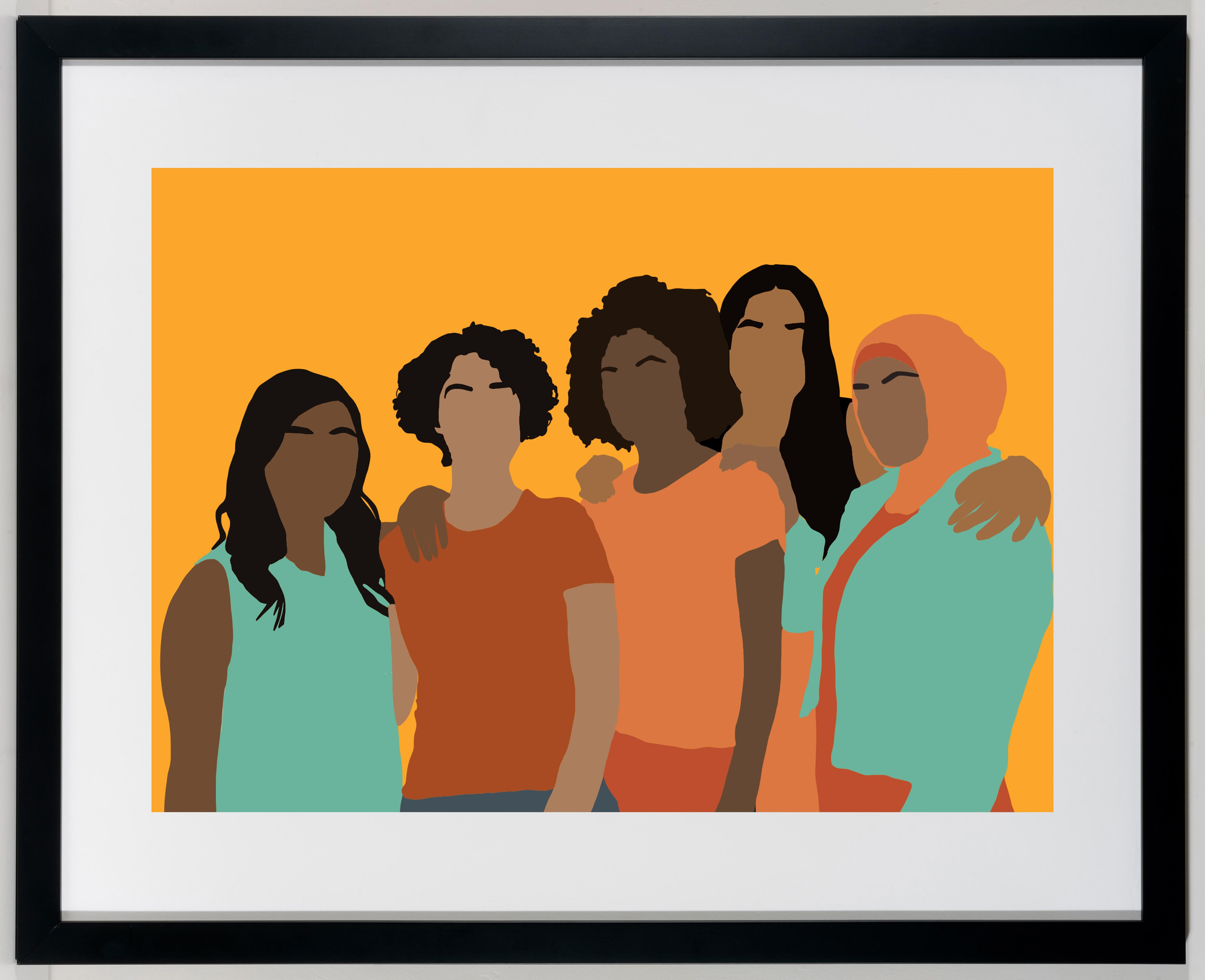 Congregate - gerahmter, farbenfroher Druck der Frauheit / Schwesternschaft / Frauen der Farbe