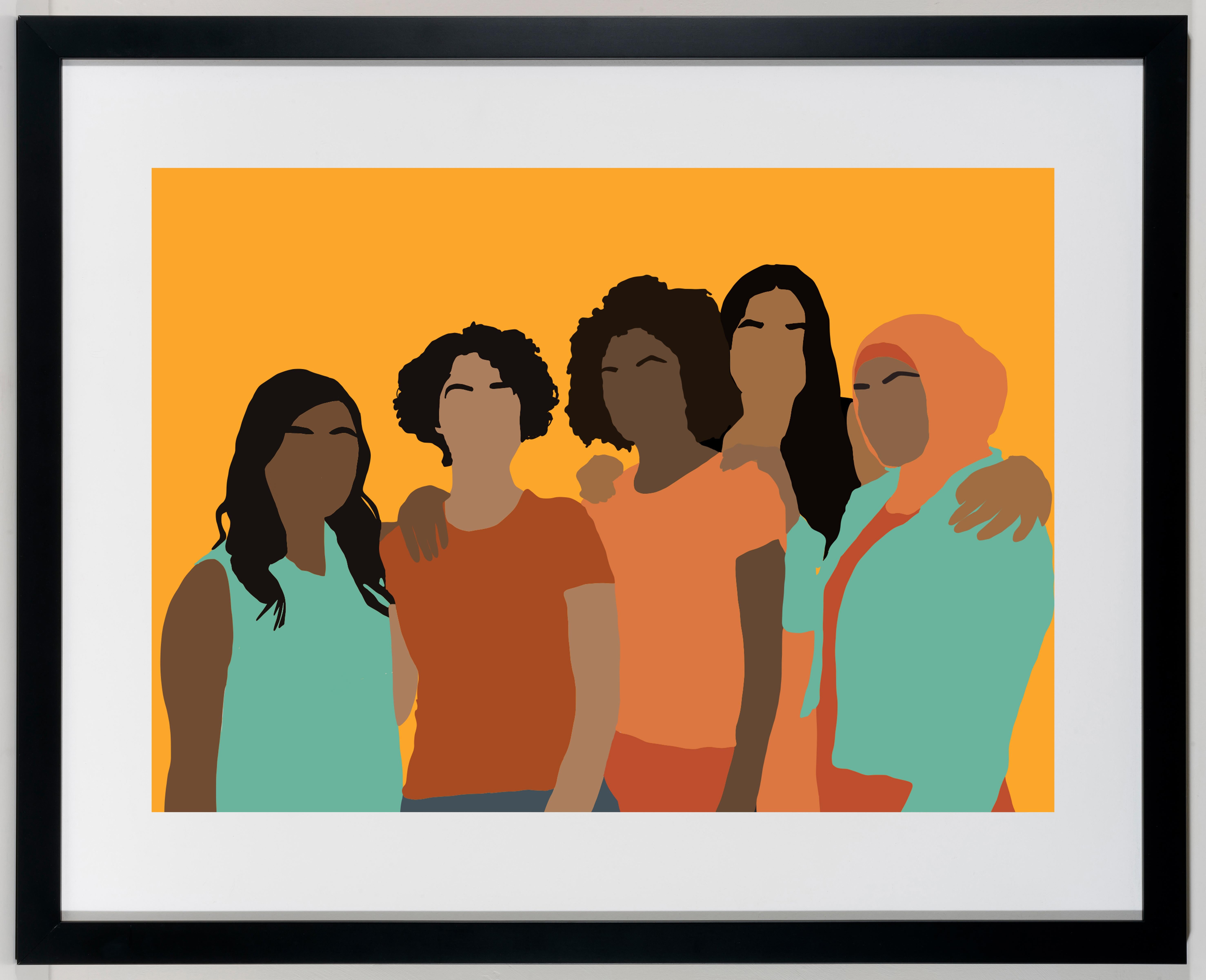 Samantha Viotty Portrait Print - Congregate - Colorful Print of Womanhood / Sisterhood / Women of Color (Yellow)