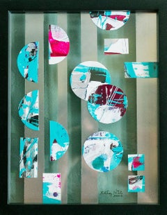 Portholes 2- Colorful Abstract Collage Painting