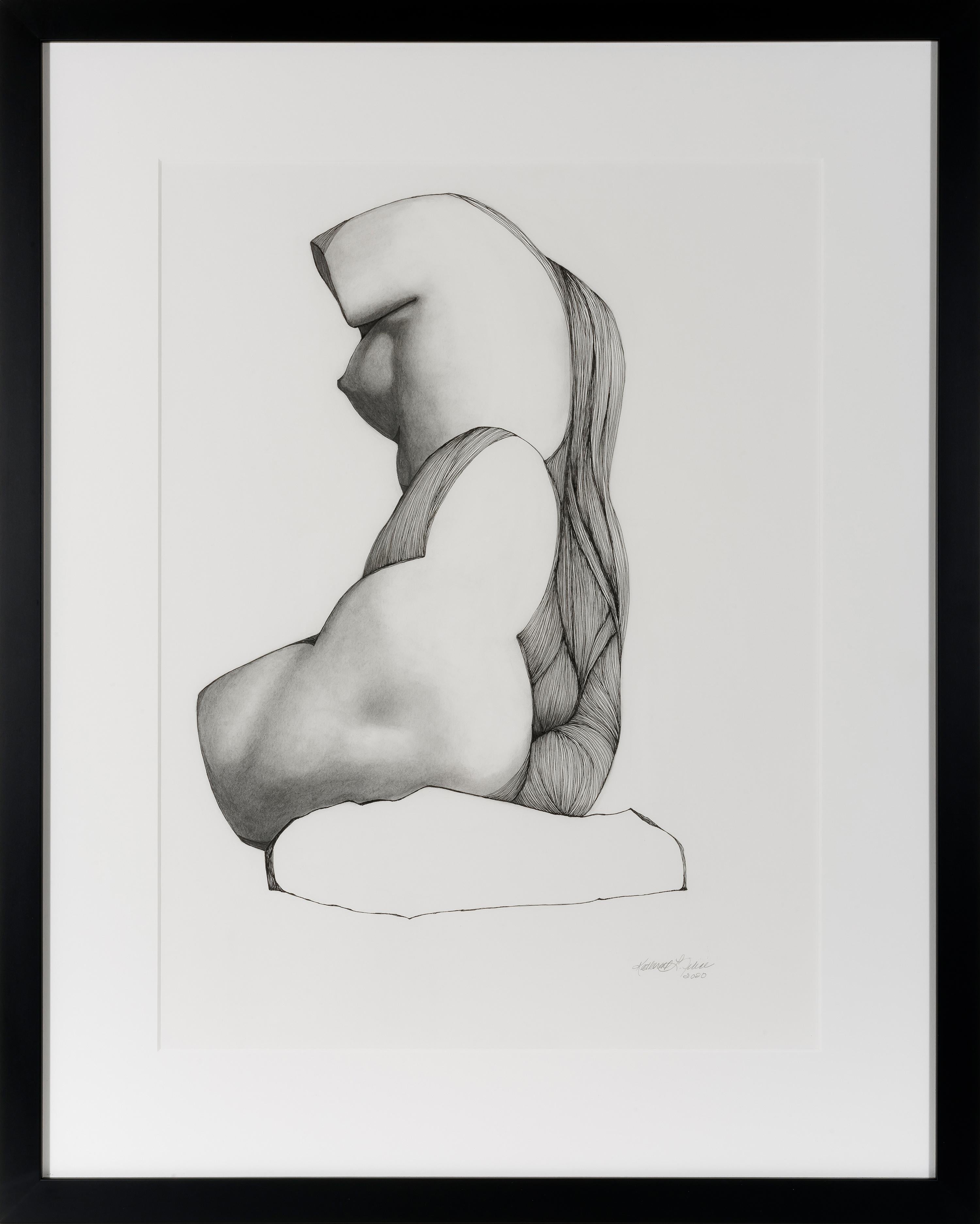Katherine Filice Nude – Enthüllung I - Contemporary Figure Drawing in Pen, Ink + Graphite