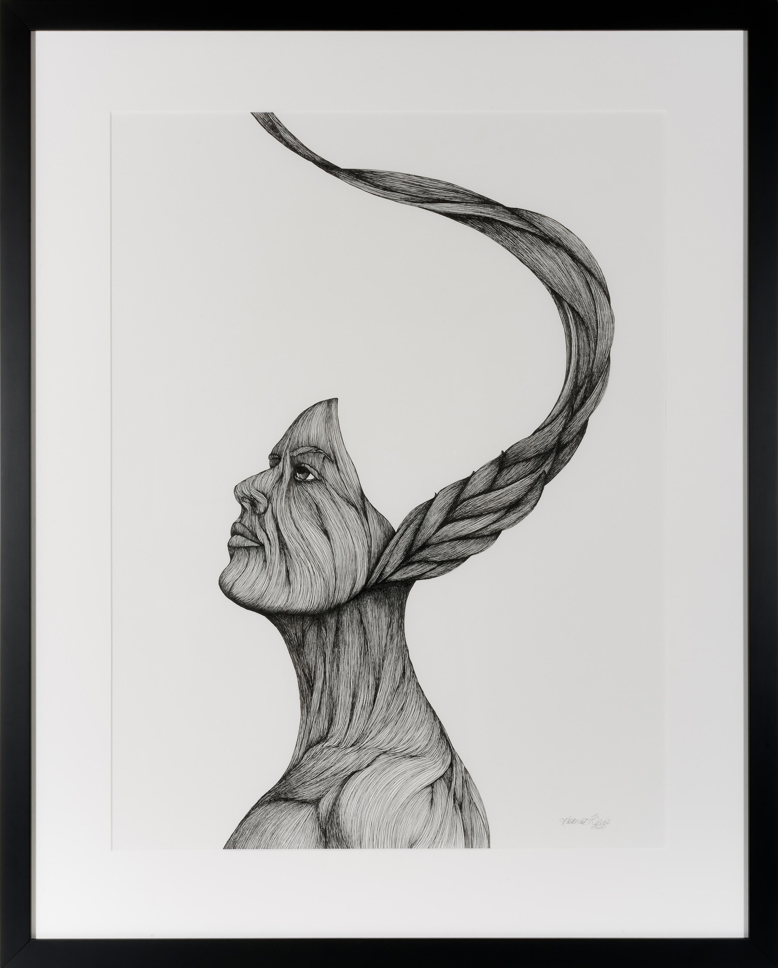 Spirit Warrior - Contemporary Figurative Illustration (Black+White)