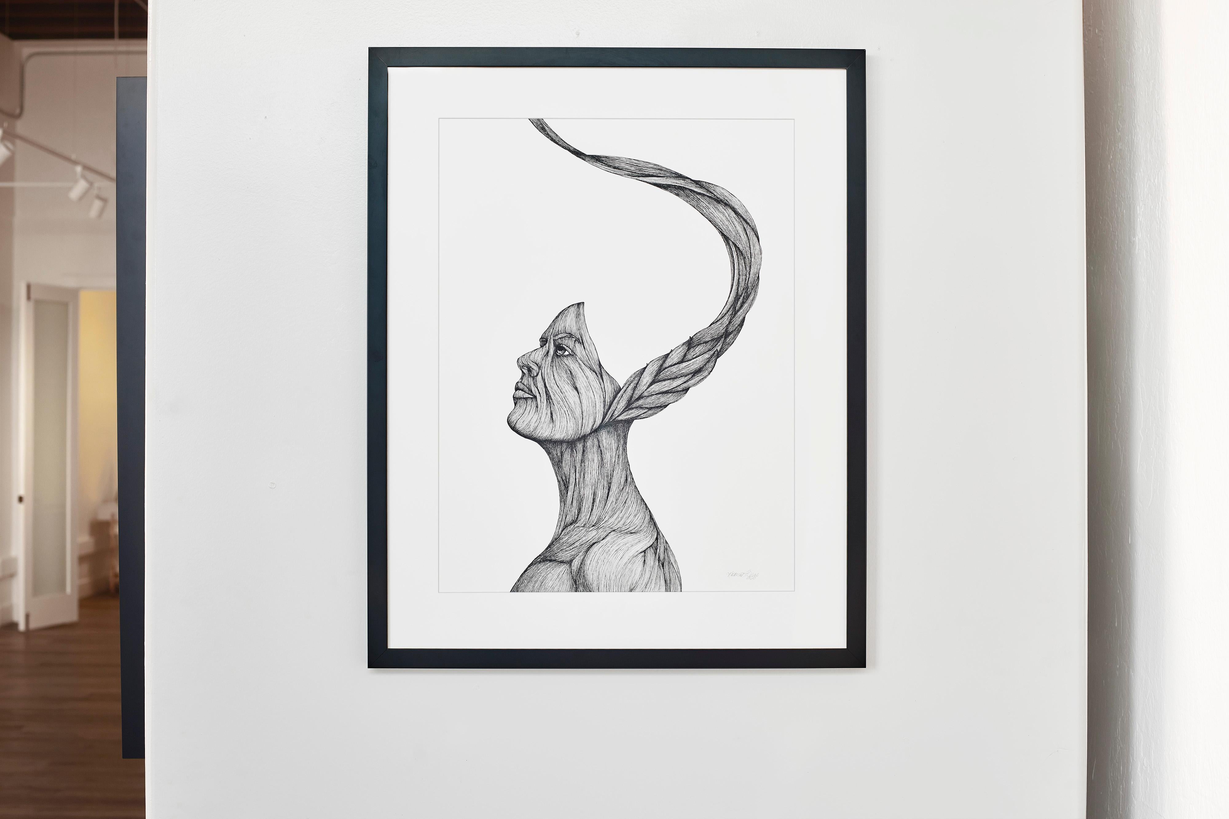 Spirit Warrior - Contemporary Figurative Illustration (Black+White) 1