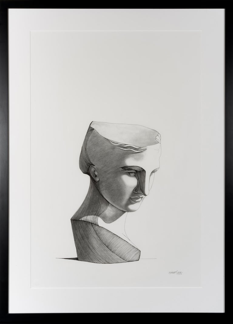 Katherine Filice Figurative Art - Unveiling III - Contemporary Figure Drawing Still Life Black & White