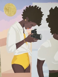 Don't Look Back in Anger - Contemporary Painting in Purple + Pink + Yellow