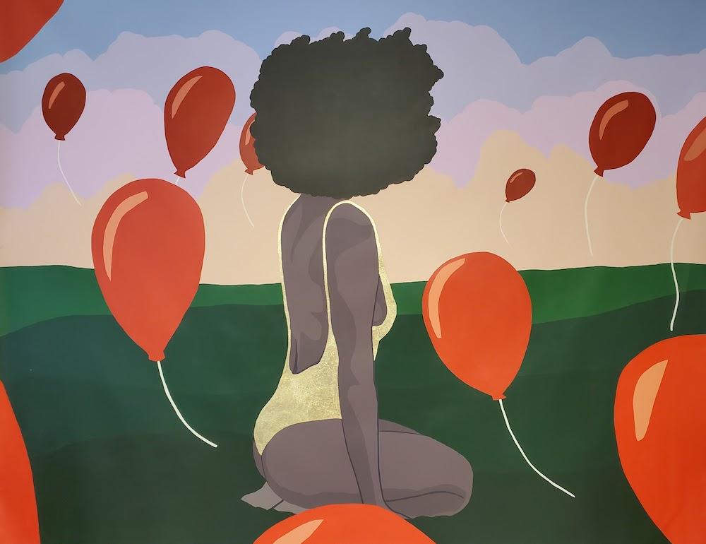 Abi Salami  Interior Painting - A Farewell to My Battle Scars - Contemporary Painting by Nigerian Artist (Red)