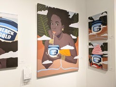 The Sweet Proposition - Contemporary Painting on Canvas Black + Blue + Pink