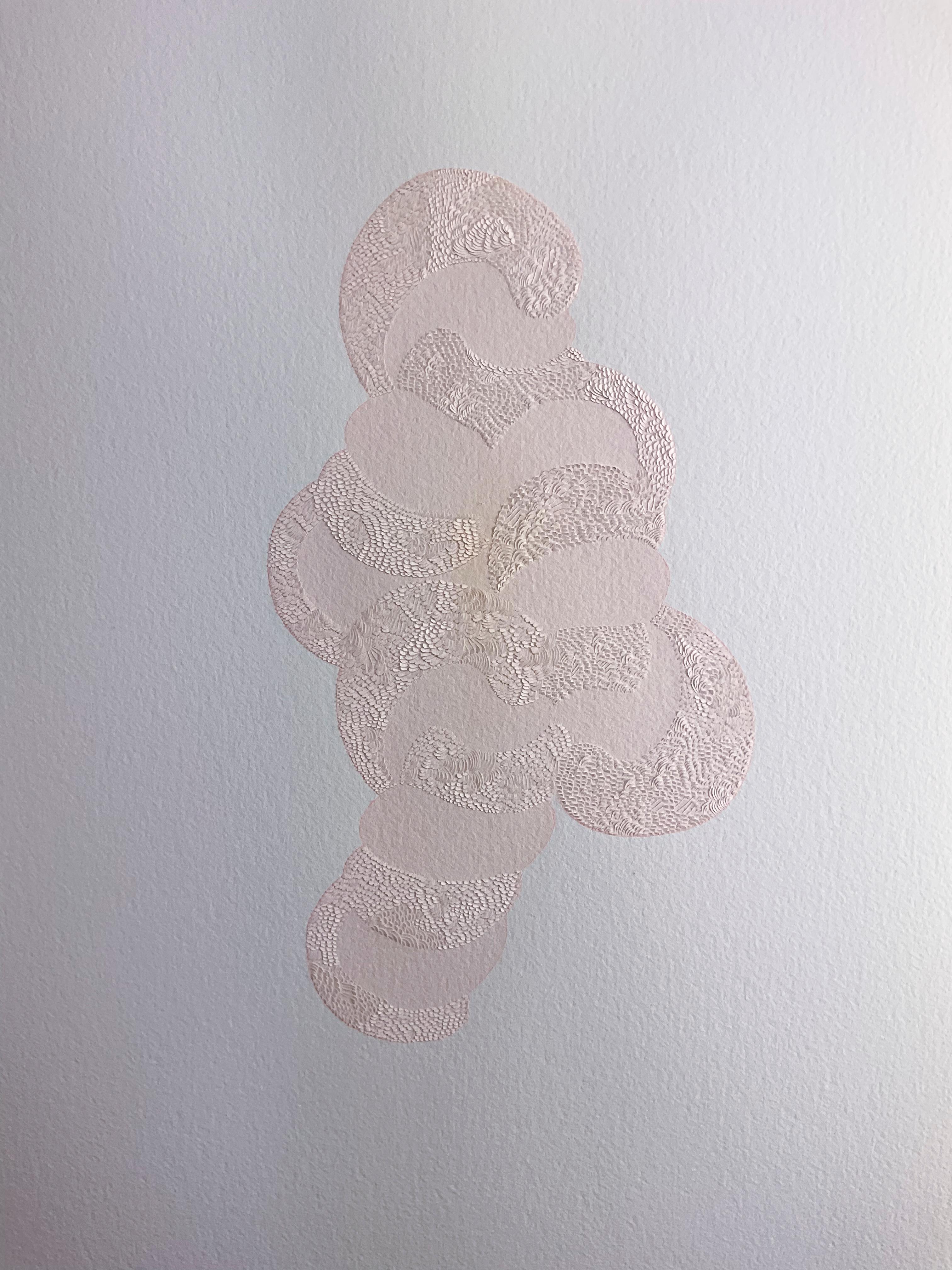 Couteau à couteau III - Papier texturé manipulé avec de superbes détails (rose) en vente 1