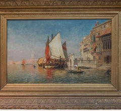 1878 Venetian Canal Painting San Marco