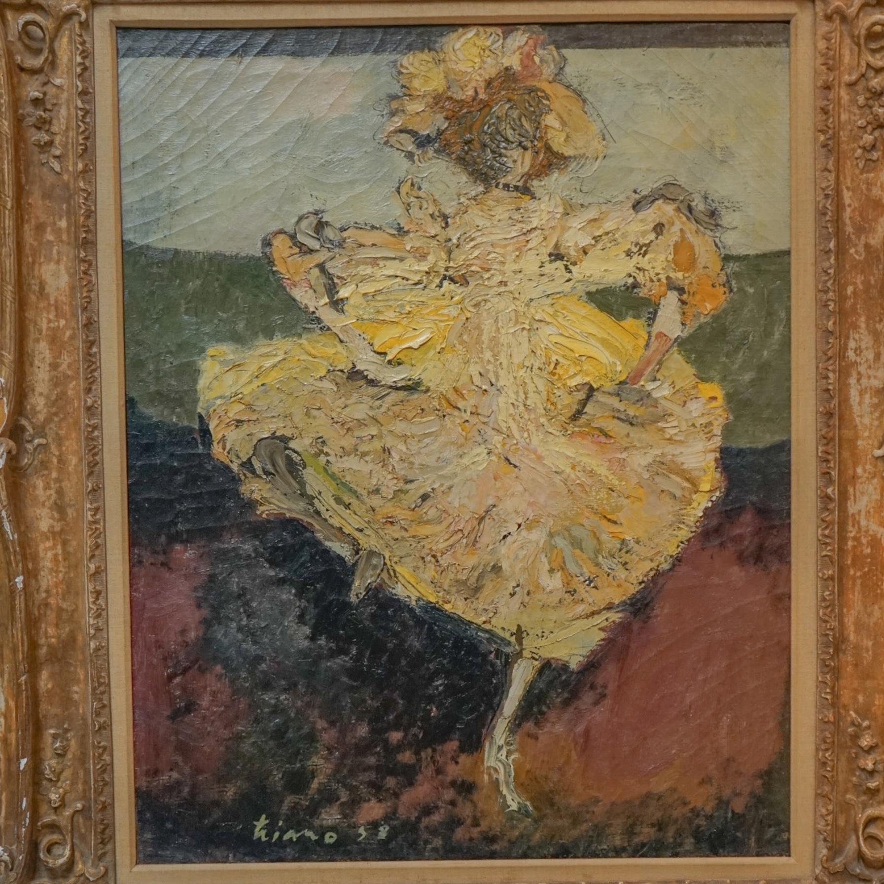 1958 Impressionist Can Can Dancer - Painting by Anthony triano