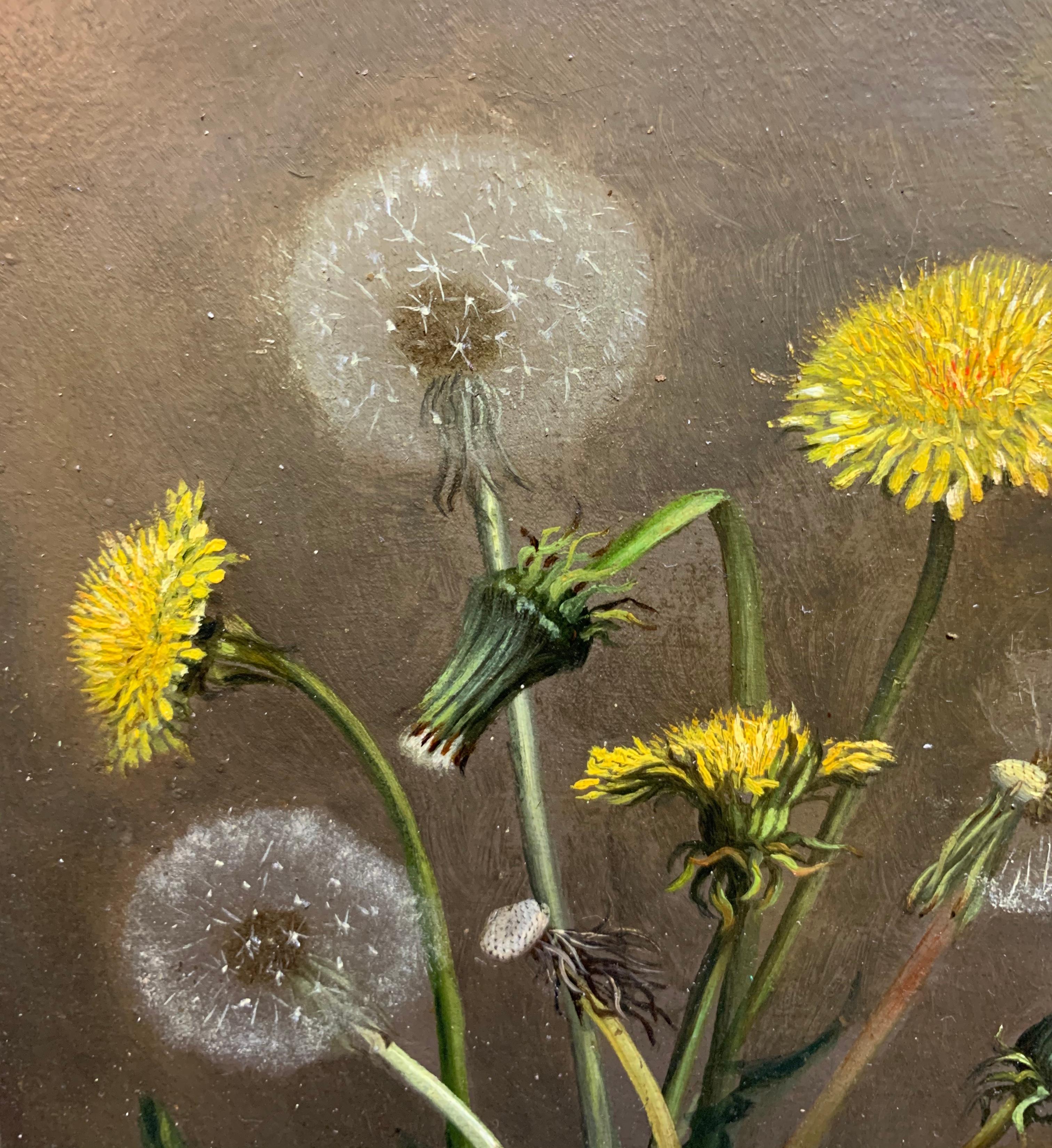 Early 1859 American Realist Still Life Thistles and Dandelions  - Painting by William Moore Davis