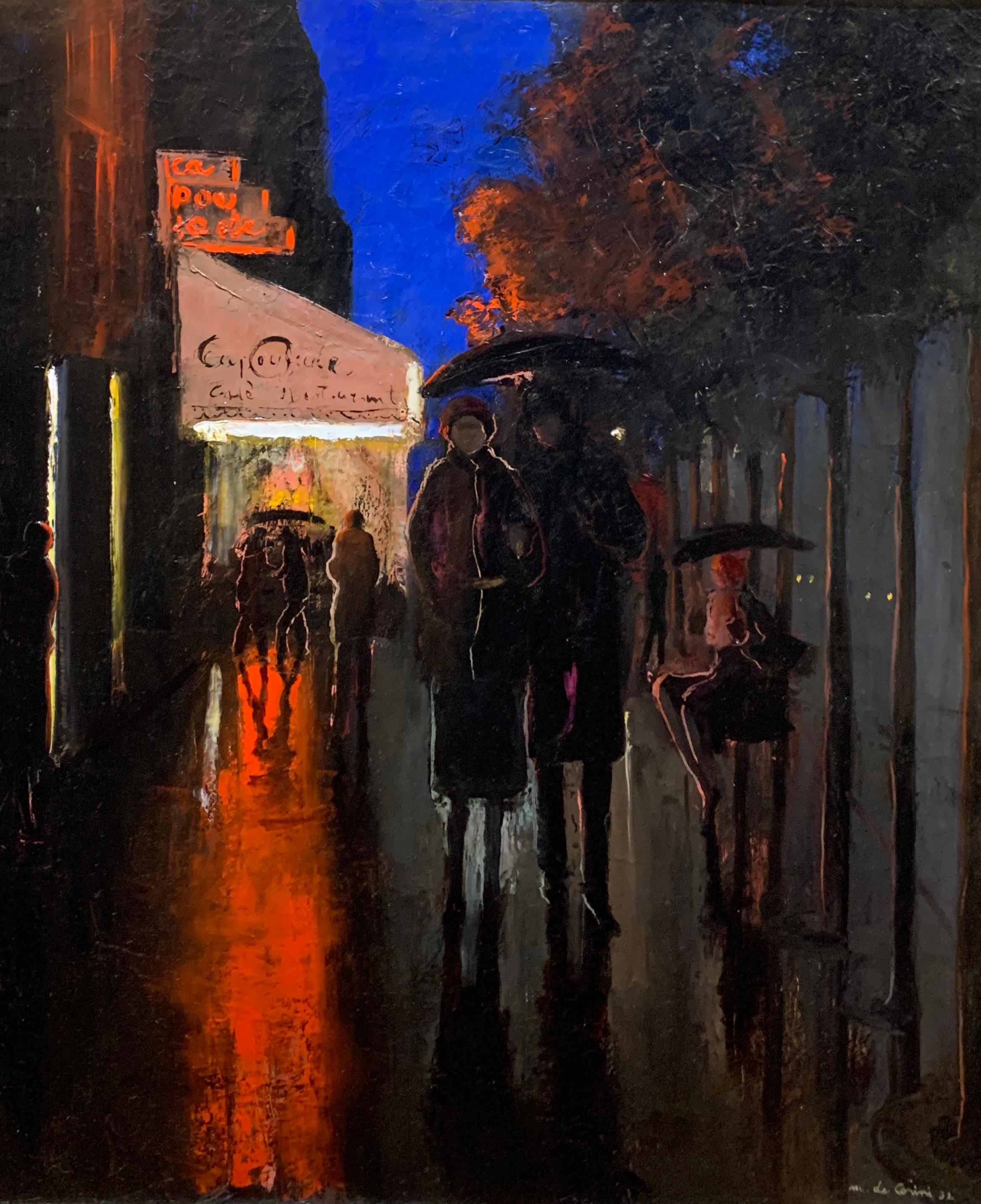 Margaret De Corini American Antique Nocturnal Parisian Street Scene Painting en vente 9