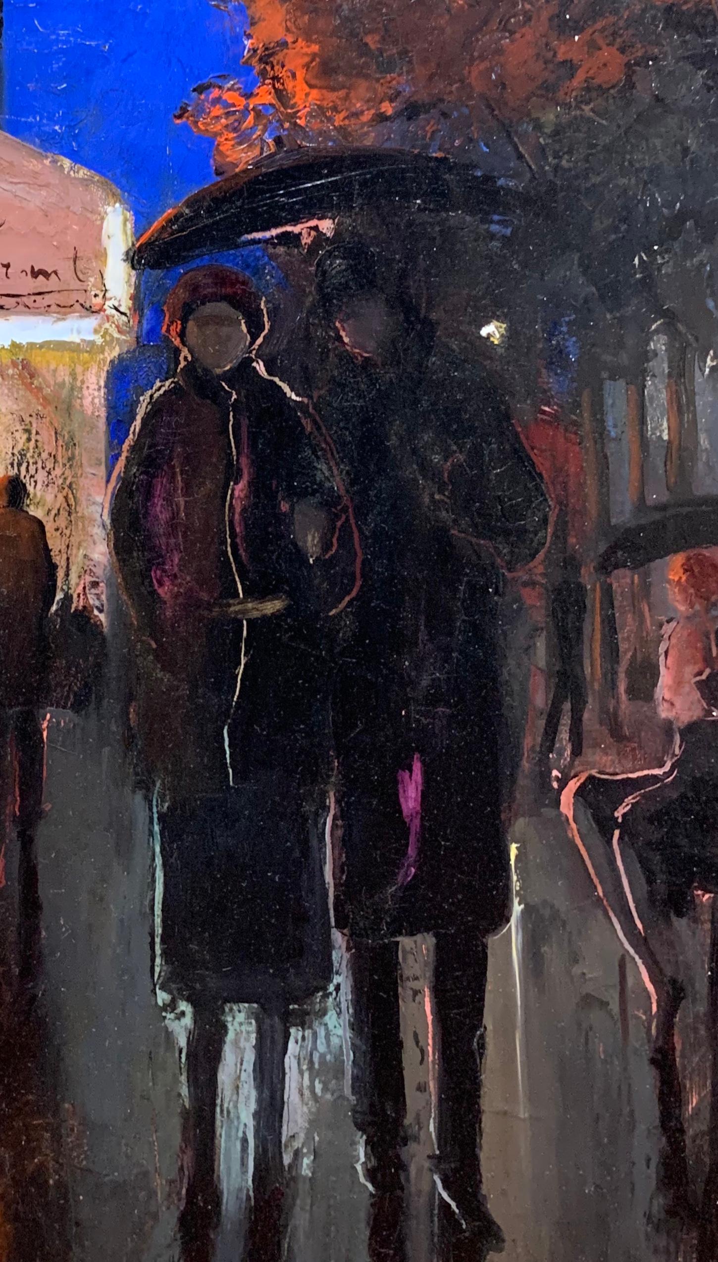 Margaret De Corini Pittura antica di strada parigina notturna in vendita 2
