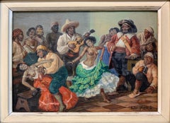 A Pair of Signed Gustave Alaux Caribbean Cabaret Dancers in Bar Room Paintings