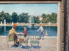 American Impressionist Central Park Bethesda Fountain Oil Painting