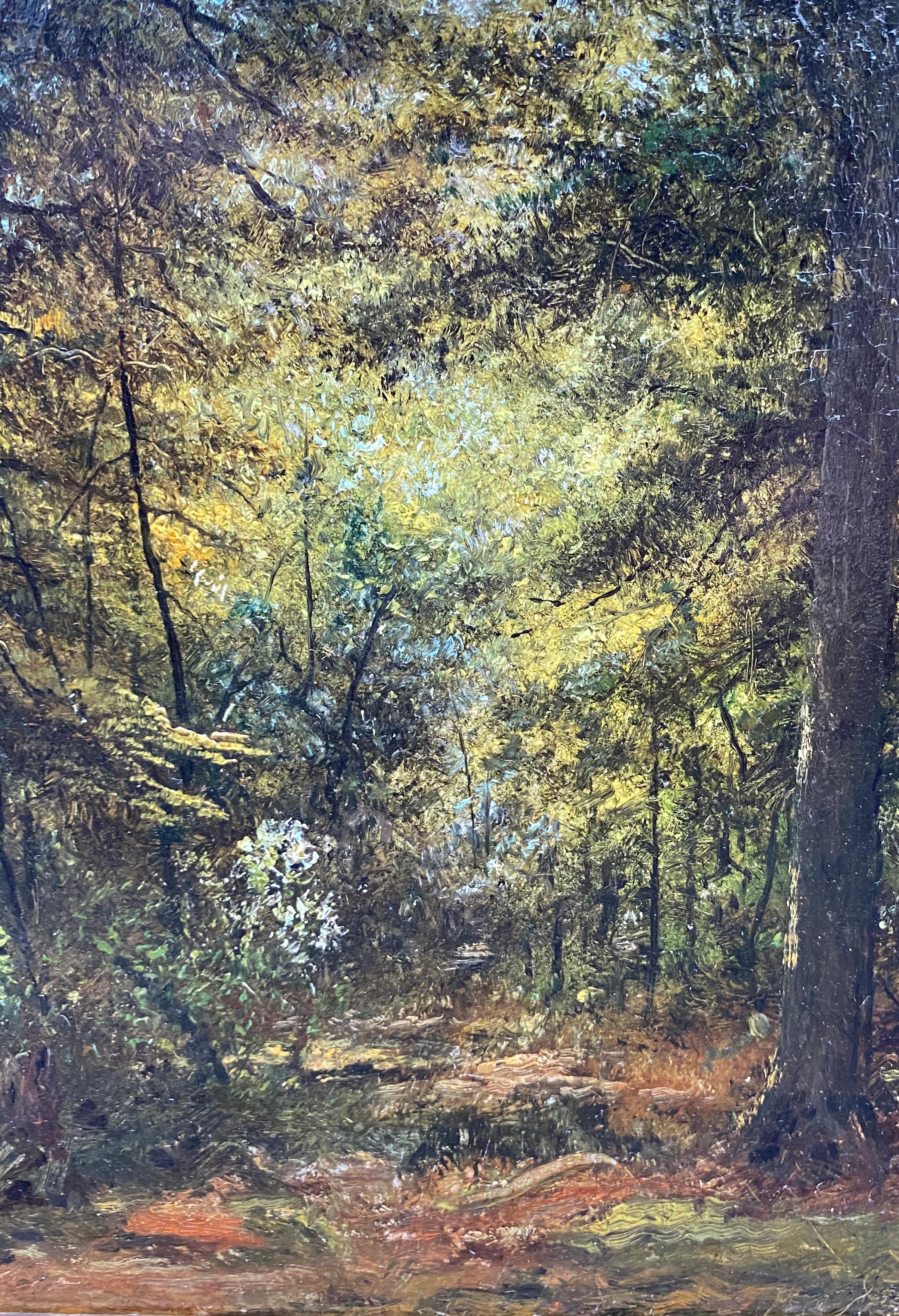 American Landscape Forest Scene with Sunlight  - Painting by George W. King