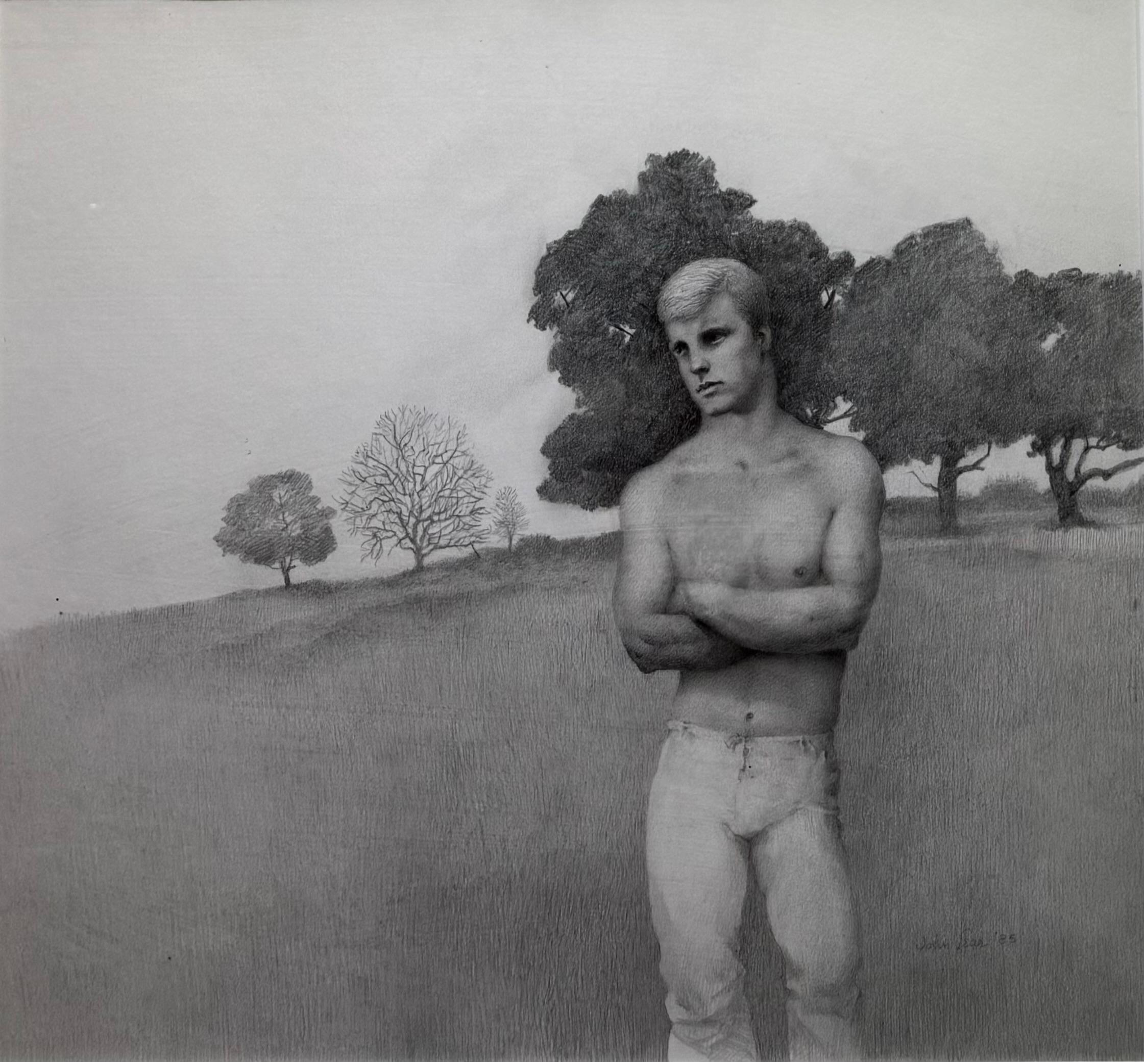 John Lear Desnudo Masculino Paisaje Modernista Americano Acuarela Desnudo Masculino Gay en venta 1