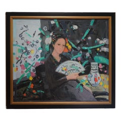 Chinese Women In An Interior Fanning
