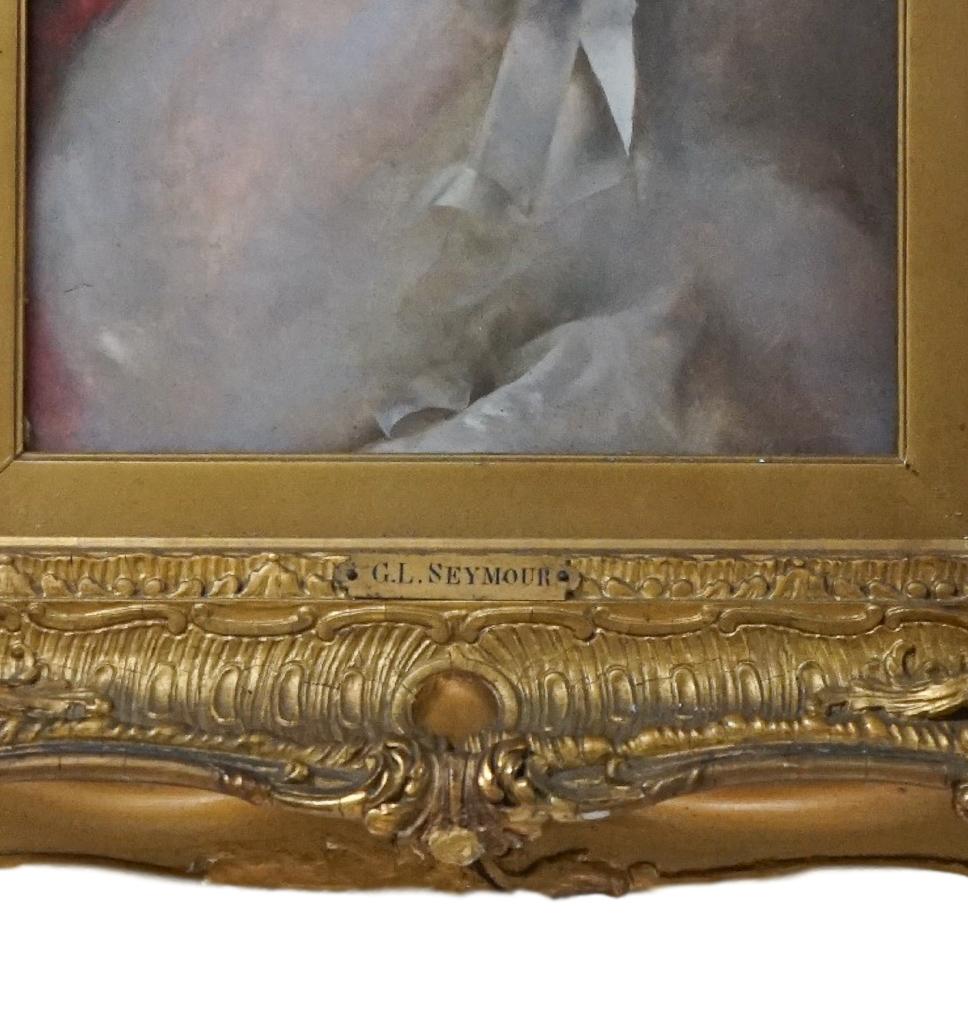 Portrait réaliste impressionniste du 19ème siècle d'une femme avec un ruban blanc - Réalisme Painting par George Seymour