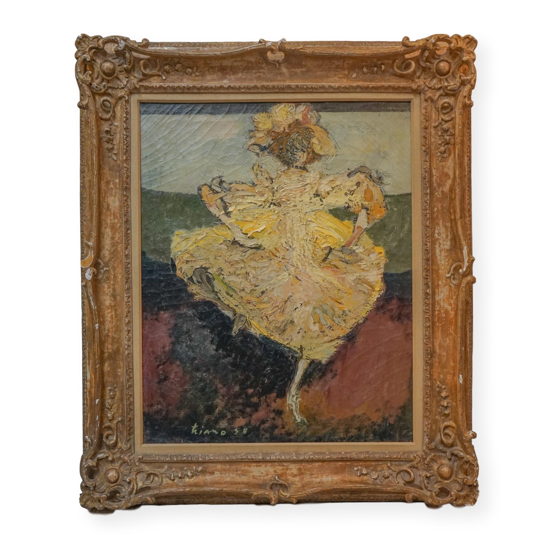 Anthony triano Figurative Painting - 1958 Impressionist Can Can Dancer