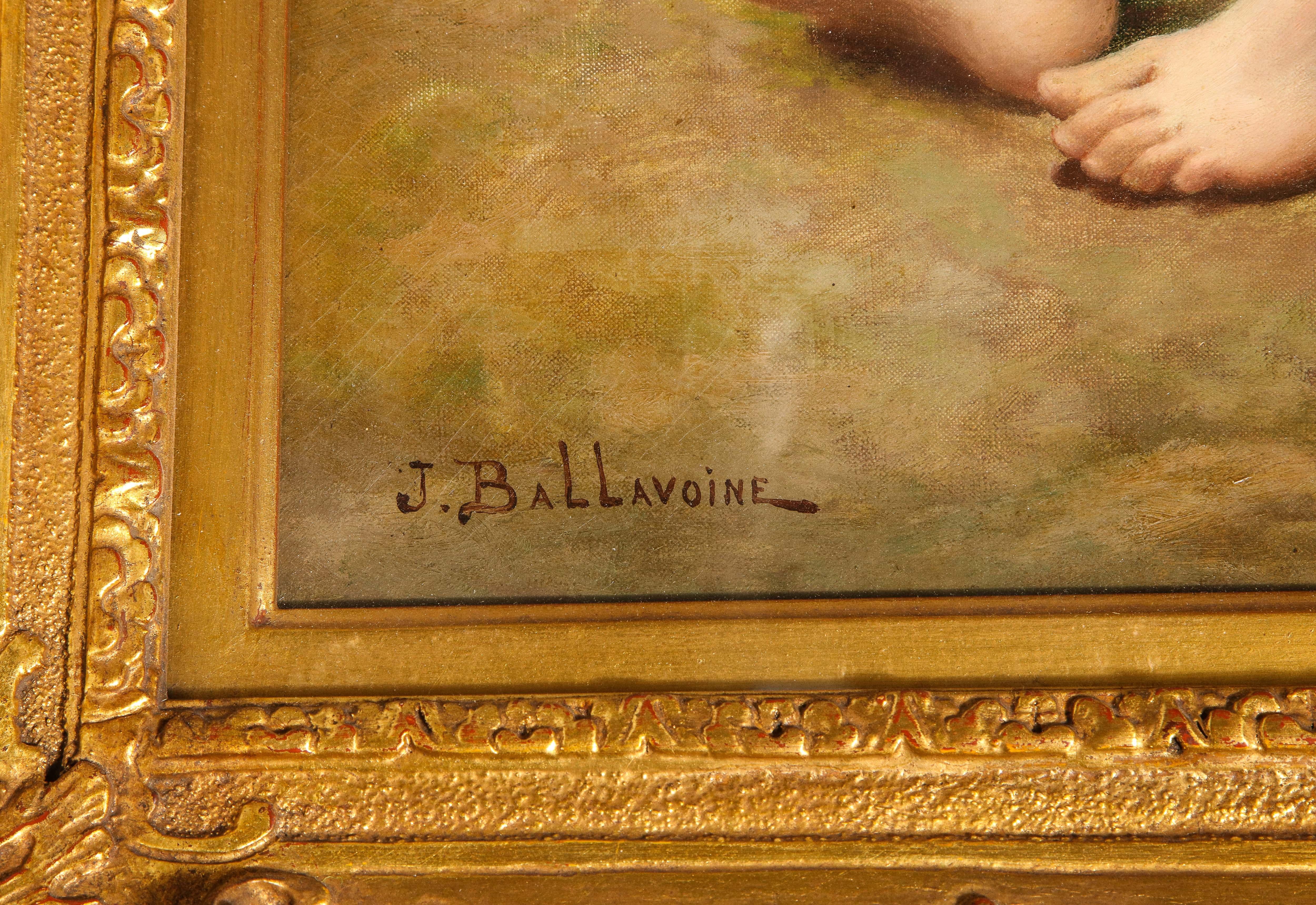 Grande BELLE EPOQUE French Impressionist Academic SENSUAL NUDE con girocollo di perle - Figurative Painting Marrone di Jules Frederic Ballavoine