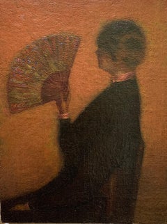 American Tonalist Impressionist L'Eventail Woman Seated with a Fan