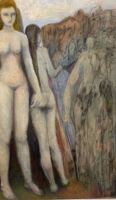 1942 African American Surrealist Nudes Oil Painting