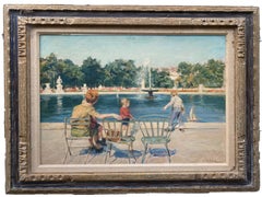 American Impressionist Central Park Bethesda Fountain Oil Painting