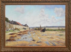 "Maree Basse", Ernest Le Vilain, 47x70 po., original, impressionniste français, huile