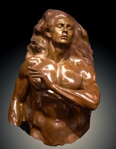 „Adam Fragment“, Frederick Hart, Bronzeskulptur, figürlicher Mann, biblisch