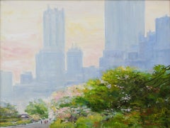 "Central Park in May III", Bogomir Bogdanovic, huile sur toile, impressionniste