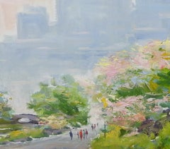 "Central Park in May III", Bogomir Bogdanovic, huile sur toile, impressionniste