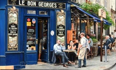 "My Favorite Cafe in Paris", Jesus Navarro, Oil on Canvas, Photo Realism