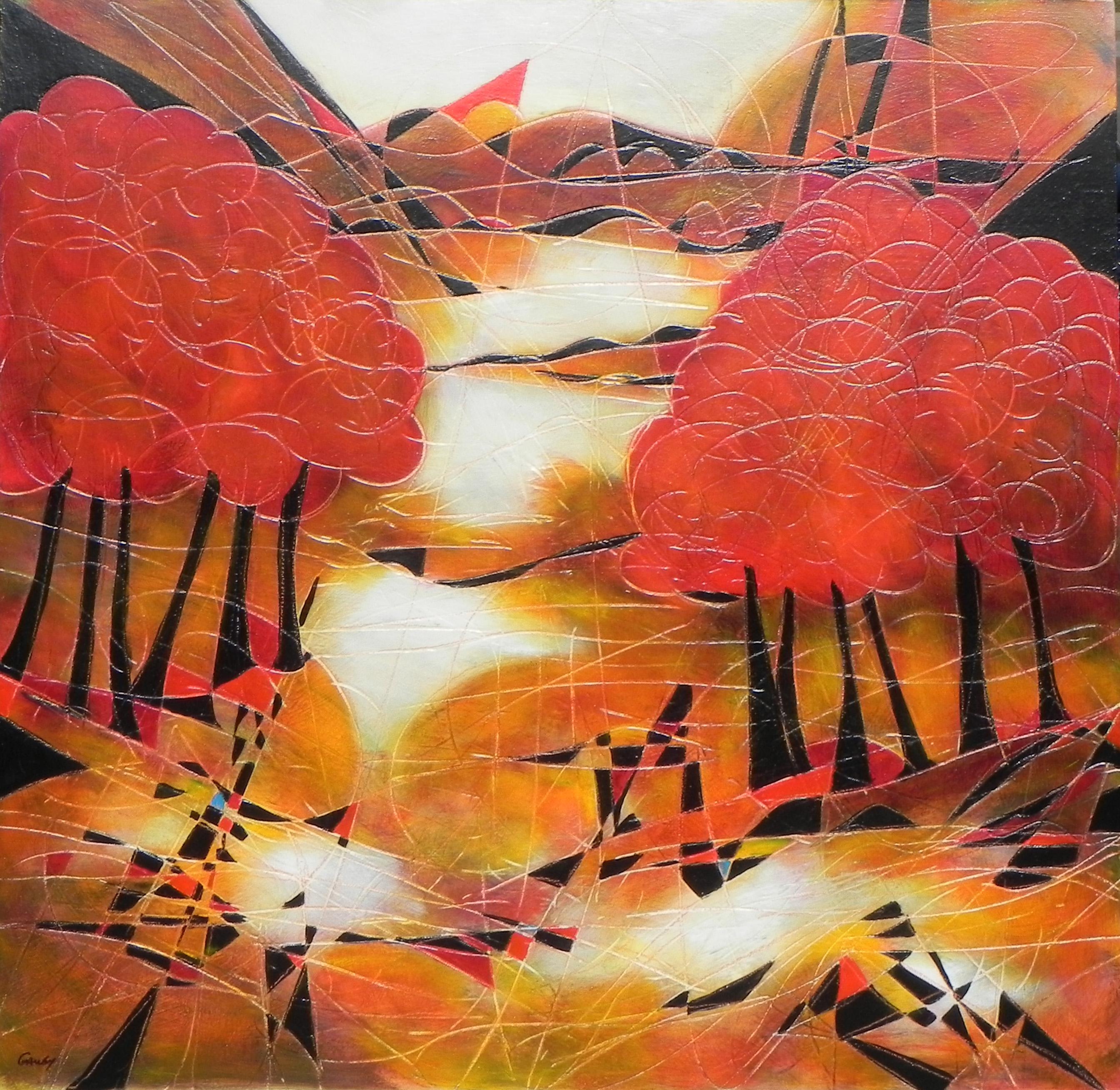 "Nouveau Paysage", Jean-Claude Gaugy, Olio su tavola, Francia, Contemporaneo