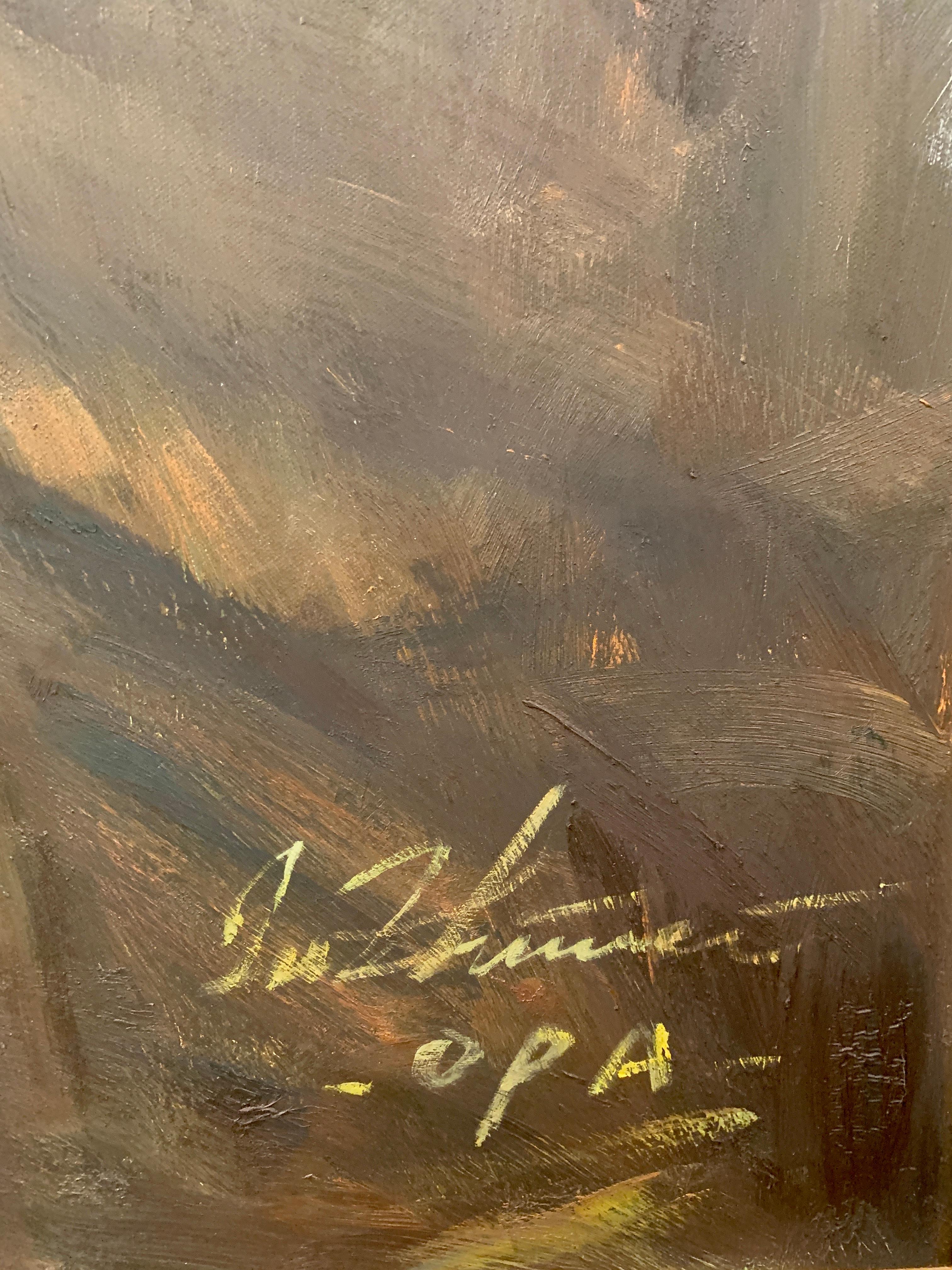 « Derrière la scène », Zhiwei Tu, impressionniste, figuratif, 48 x 36 pouces, huile sur toile en vente 5