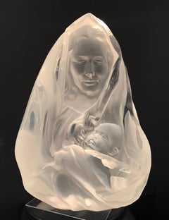 Vintage "Mother & Child", Frederick Hart, Acrylic Sculpture, 24x18x10 in., 43x150, white