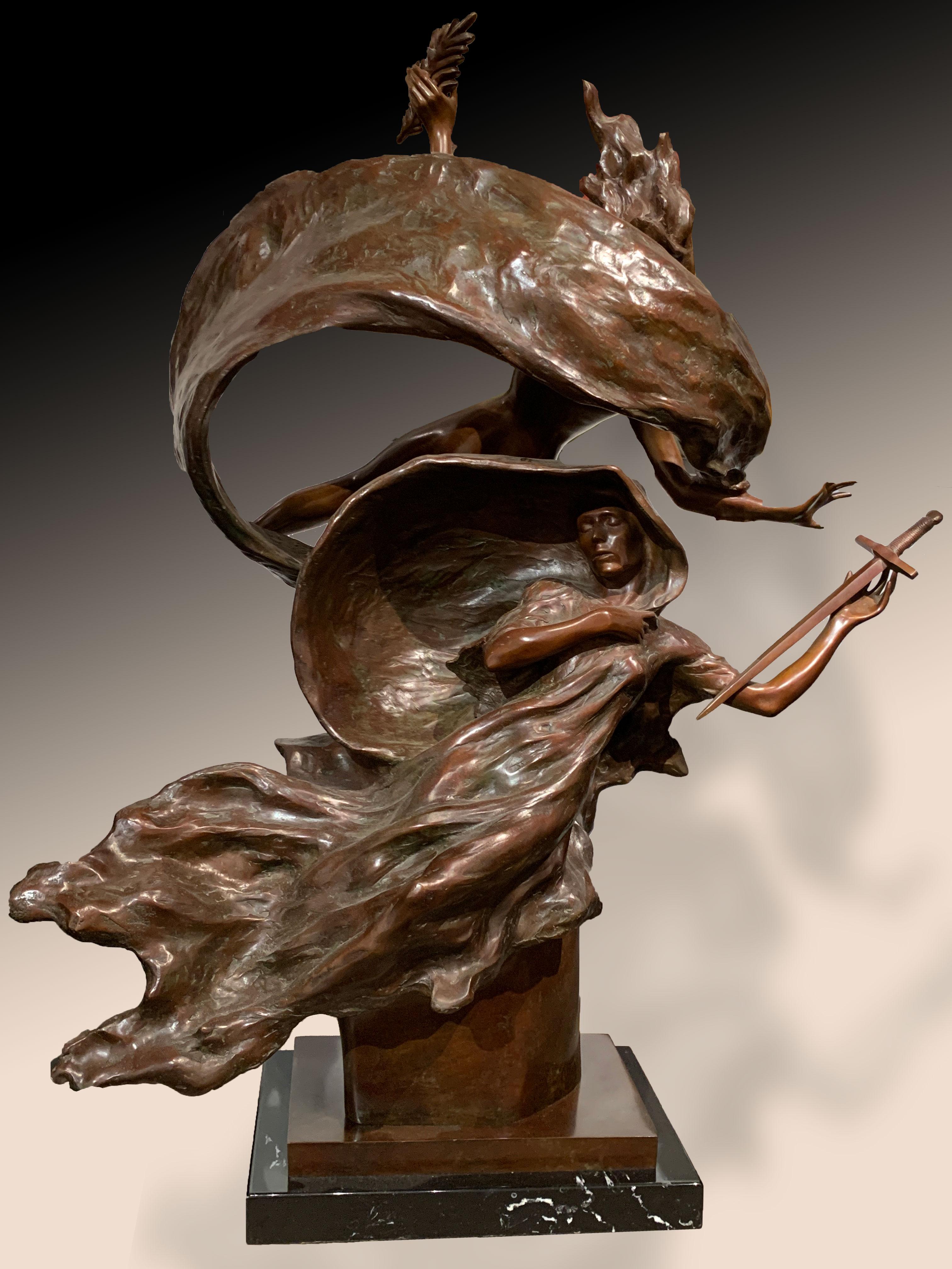 "Liberty & Sacrifice", Frederick Hart, Bronze Figurative Sculpture, 36x28x22 in.