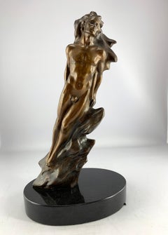 "Unión", Frederick Hart, Escultura figurativa de bronce, 19x11x7 pulg., Mujer y hombre