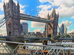 "Tower Bridge", Oleg Turchin, Oil/Canvas, 37x60, Photorealism Landscape Original
