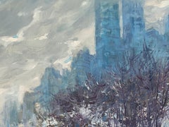 « Winter in New York », Bogomir Bogdanovic, huile sur panneau, impressionniste, neige