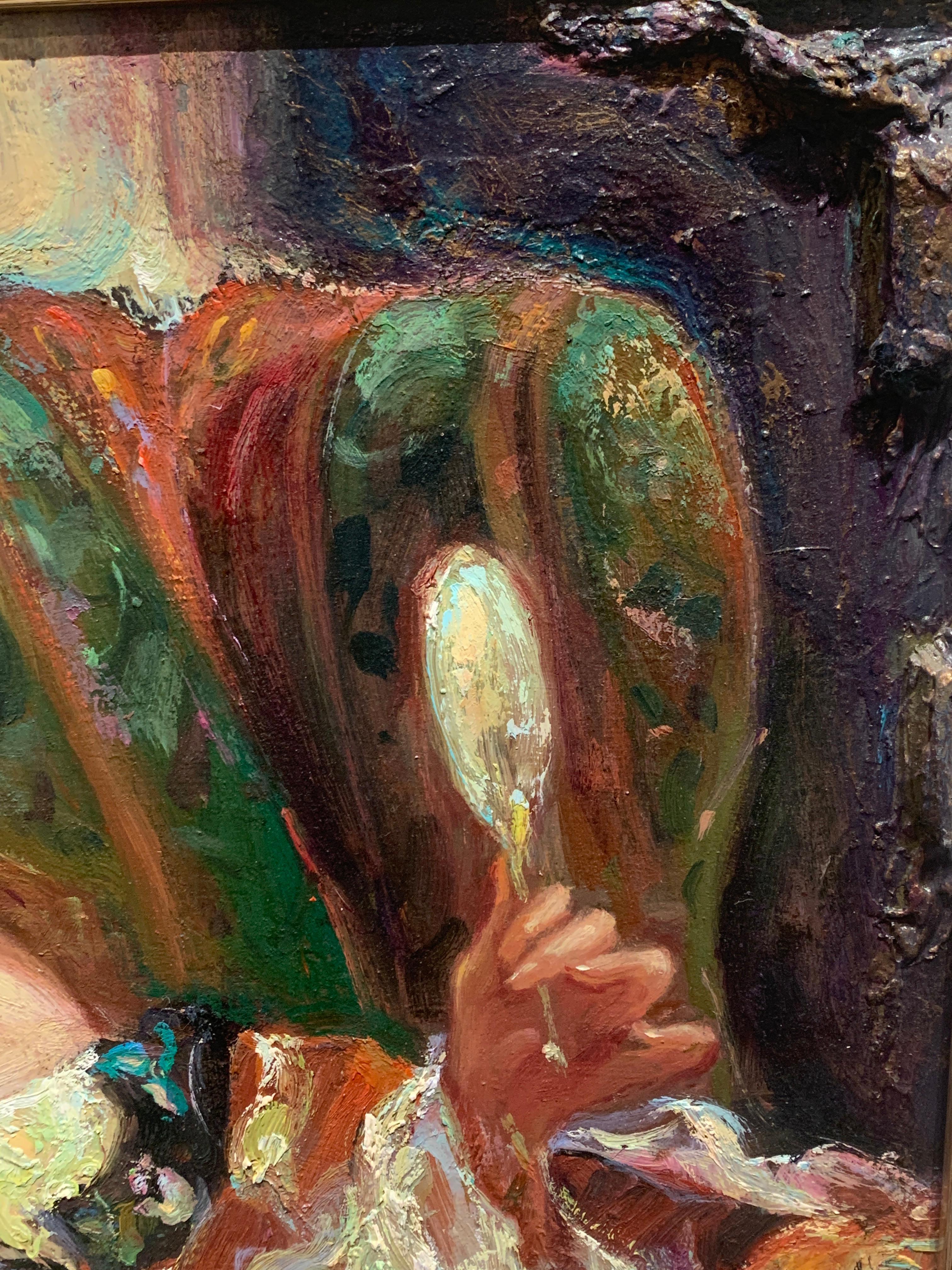 « Miroir miroir », George Tsui, huile sur toile originale, 119,4 x 48,2 cm, figuratif en vente 3