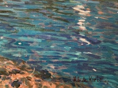 "A Quiet Repair", Henni de Korte, 27x35 in, Oil on Canvas, Classic Impressionism