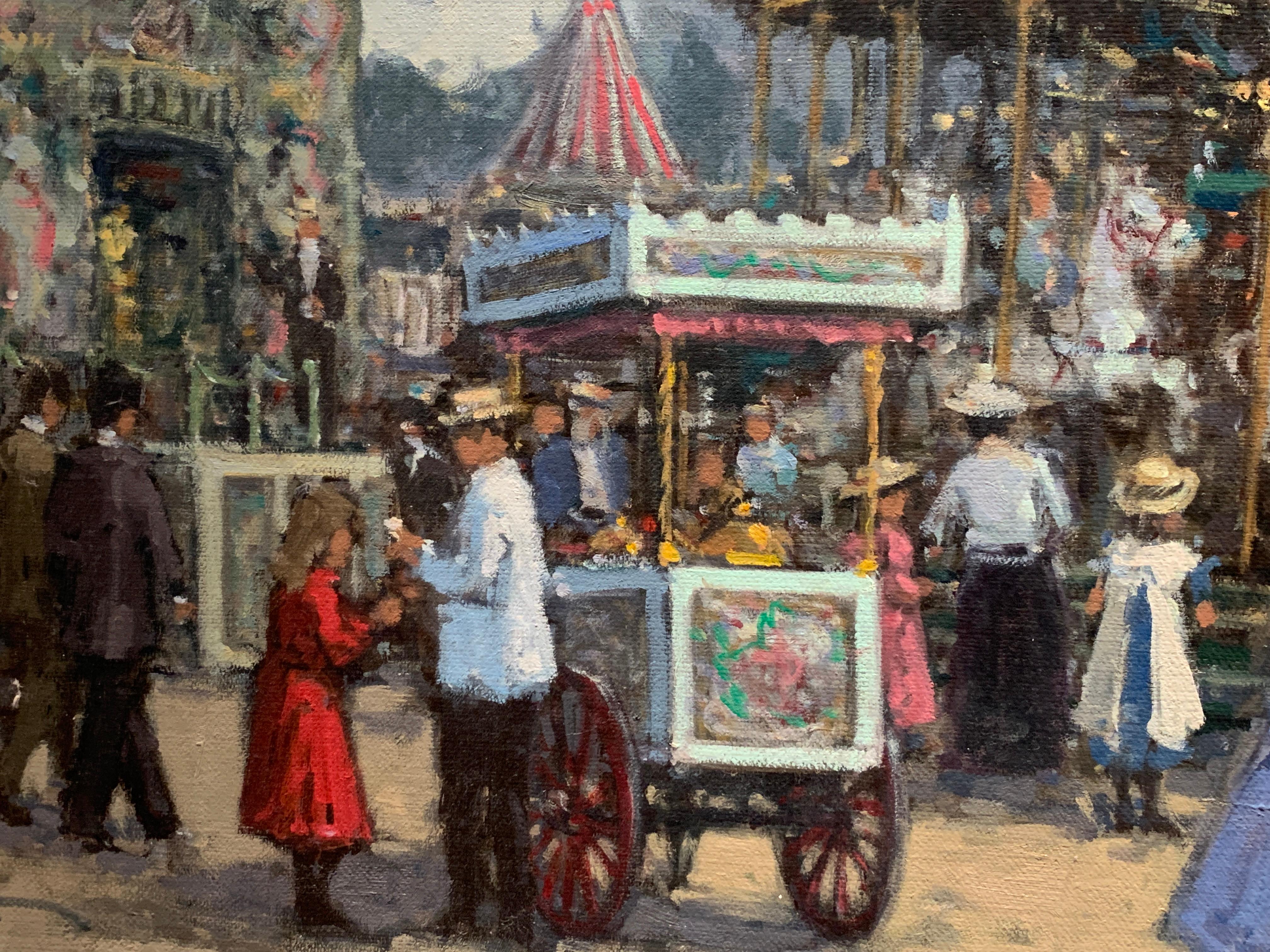 „Carousel“, Henni de Korte, 23x27 Zoll, Öl auf Leinwand, klassischer Impressionismus im Angebot 1