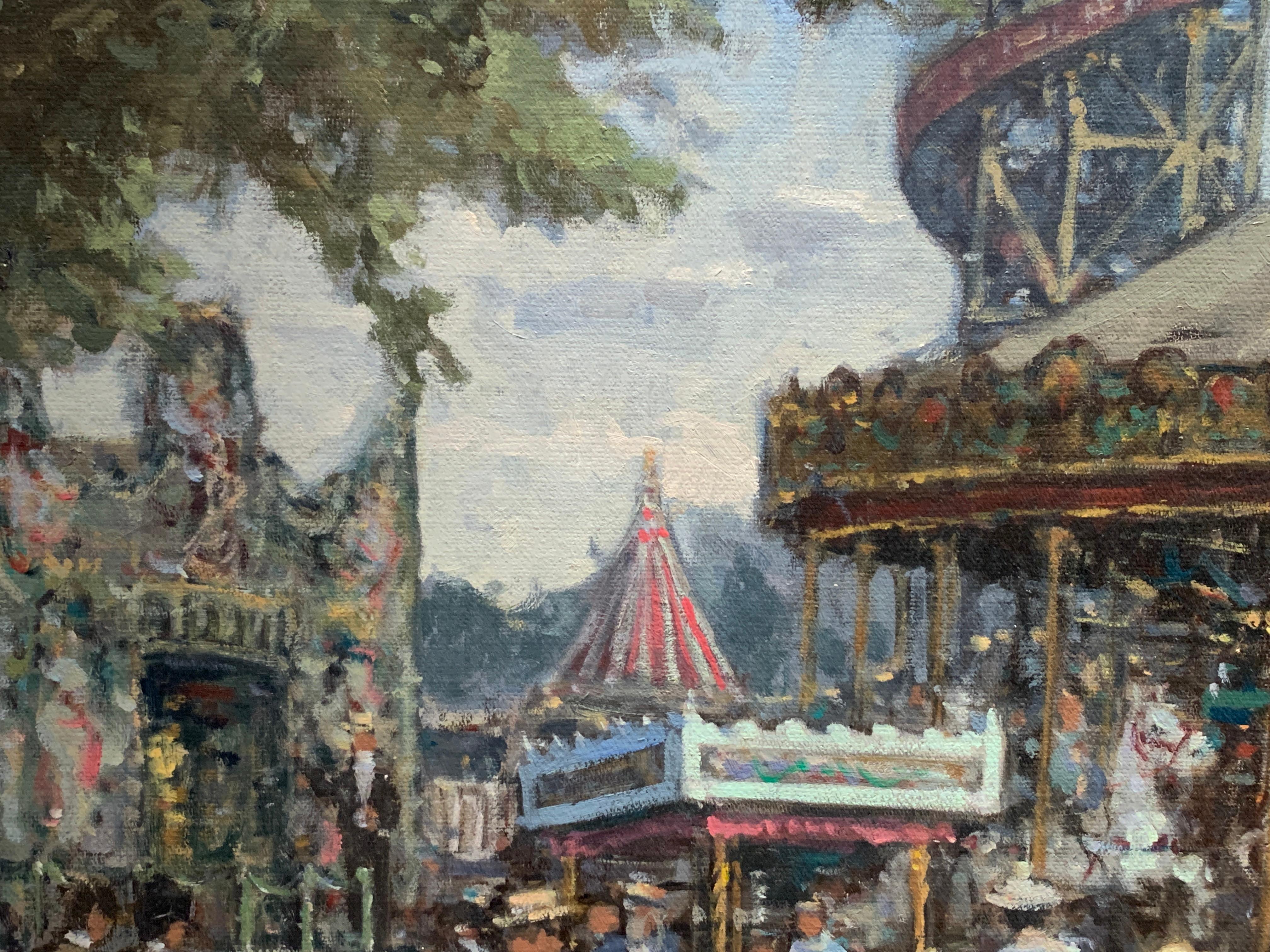 „Carousel“, Henni de Korte, 23x27 Zoll, Öl auf Leinwand, klassischer Impressionismus im Angebot 3
