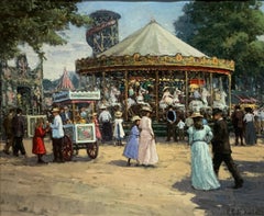 "Carousel", Henni de Korte, 23x27 in, Oil on Canvas, Classical Impressionism